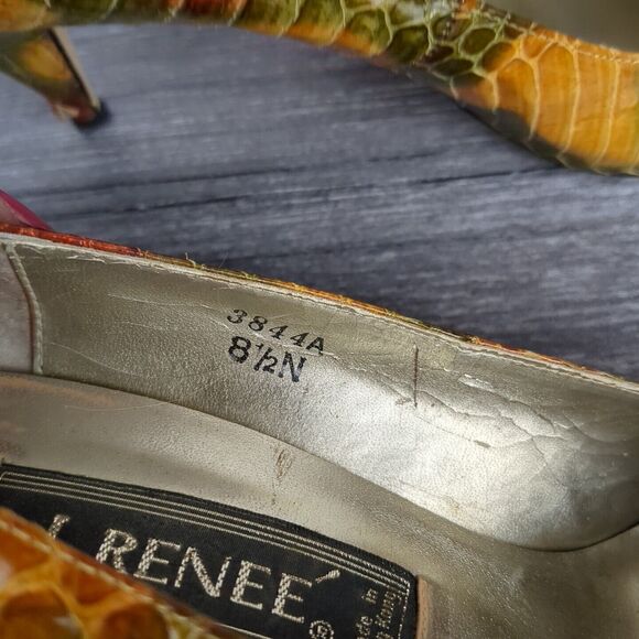 Vintage J Renee Leather Snake Skin Reptile Print Pump Heel Size 8.5 N Glam - Picture 7 of 11